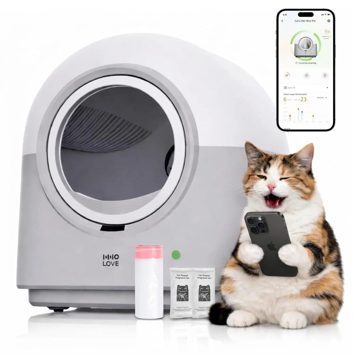 Automatic Self Cleaning Cat Litter Box With Safety Sensors