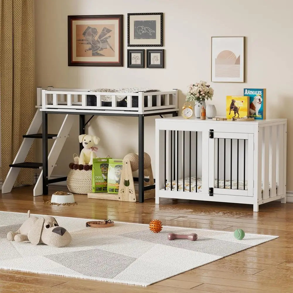 Pet Bunk Bed Crate With Window Perch Stairs And Storage