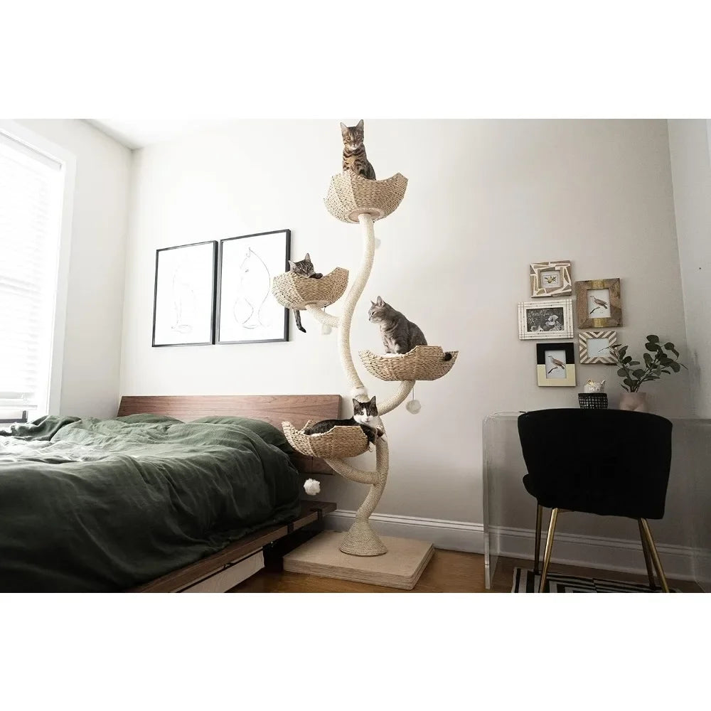 XMSJ Modern Cat Tree For Large Cats With Four Tiers