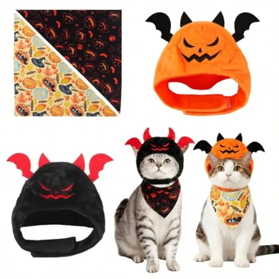 Halloween Pet Costumes Pumpkin Bat Styles With Decorative Scarves