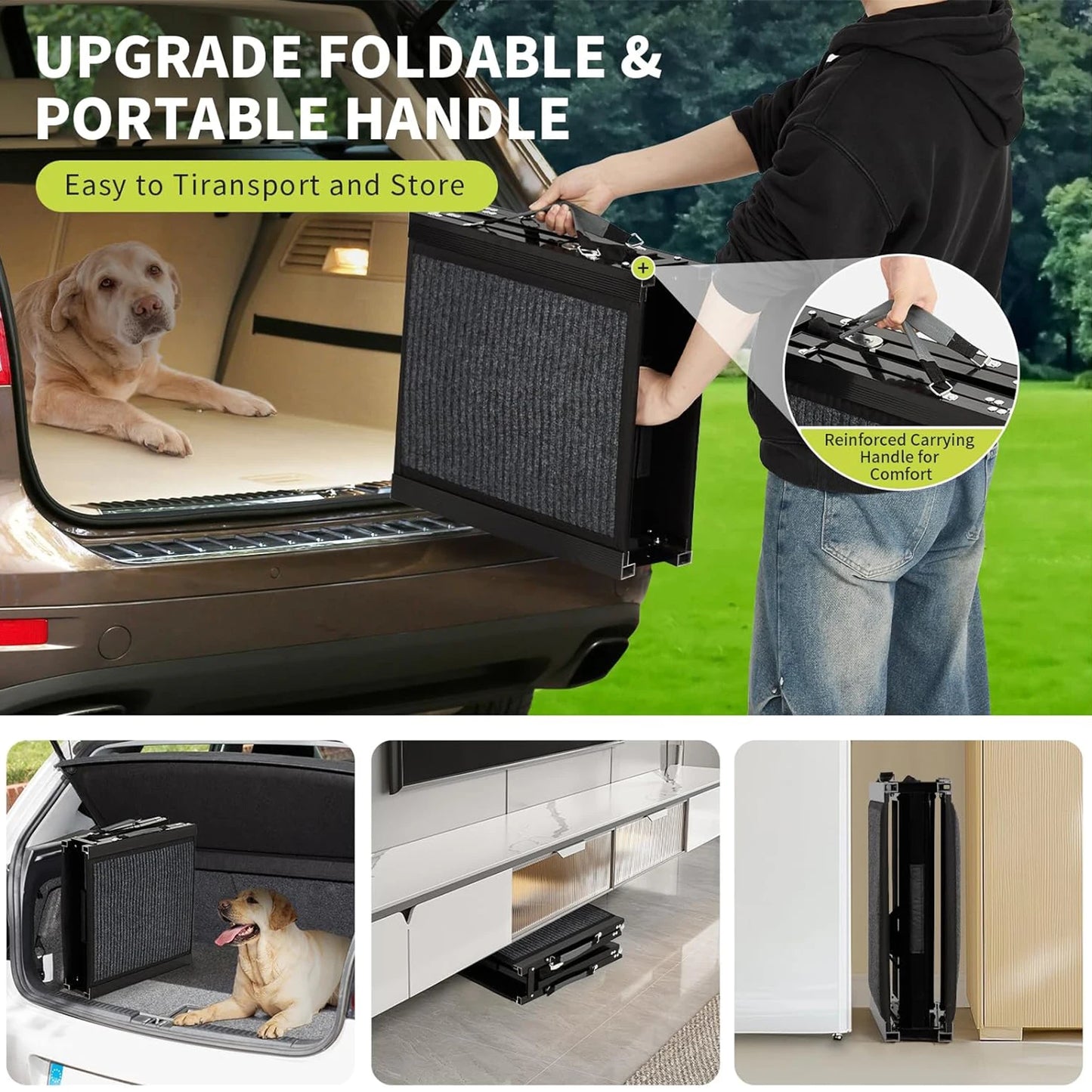 HiMISS Upgraded Folding Dog Ramp For Cars With NonSlip Surface