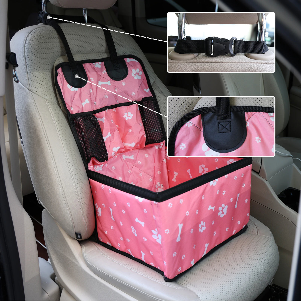 PaiPaitek Pet Dog Car Seat With Storage Pockets Safety Bag