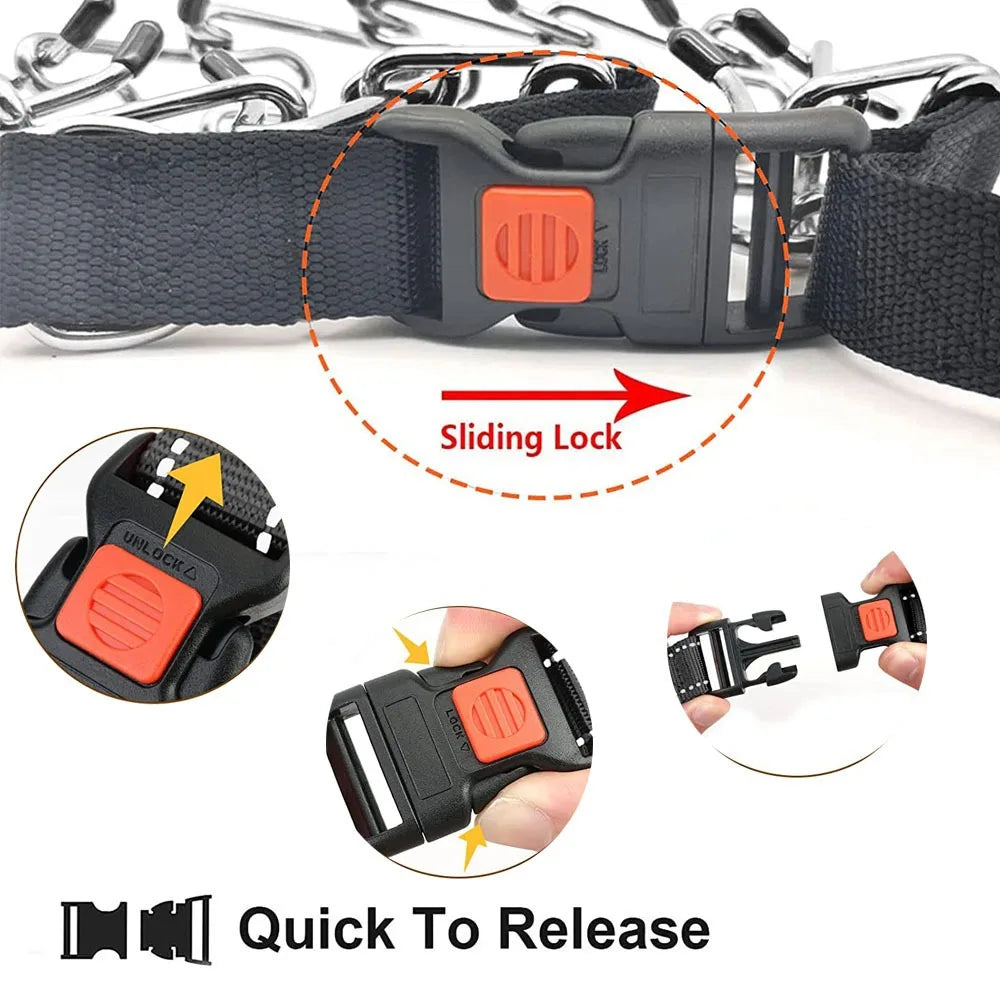 Dog Prong Training Collar With Quick Release Buckle Nylon Protective Sleeve
