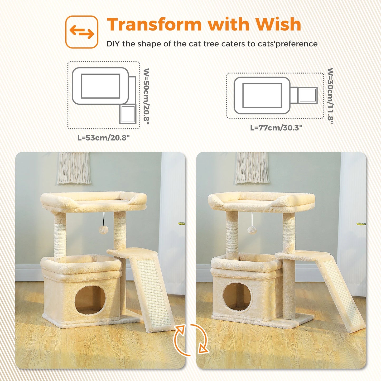 PAWZ Road Small Cat Tree Indoor Tower With Sisal Scratching Post