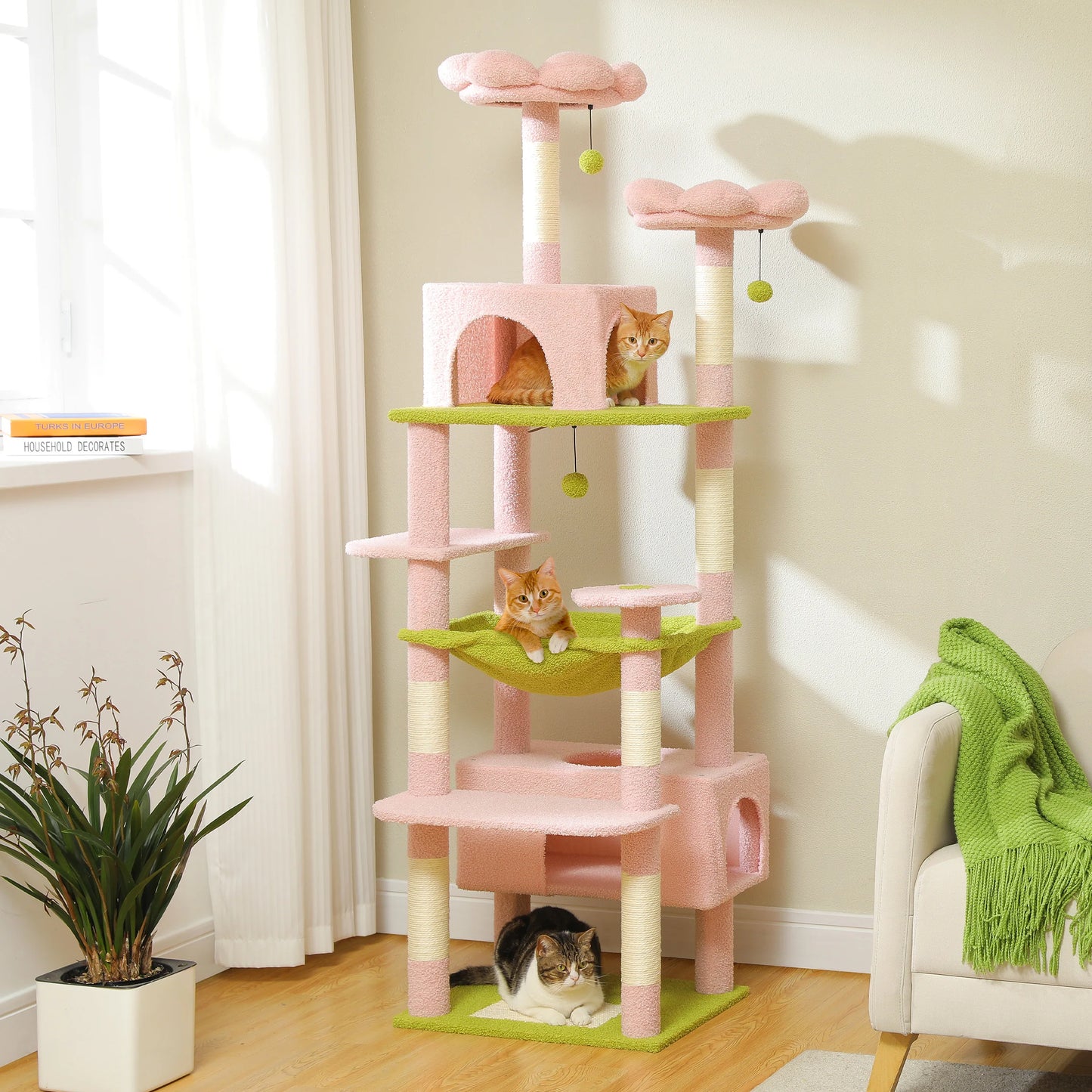 PEQULTI Multi Level Cat Tree Tower With Scratching Posts Condo