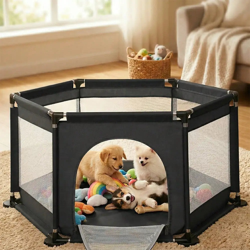 XMSJ Extra Tall Fabric Dog Enclosure With Gate And Removable Roof