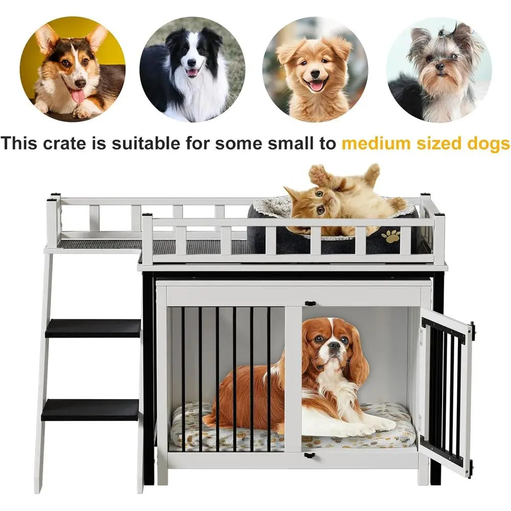 Pet Bunk Bed Crate With Window Perch Stairs And Storage