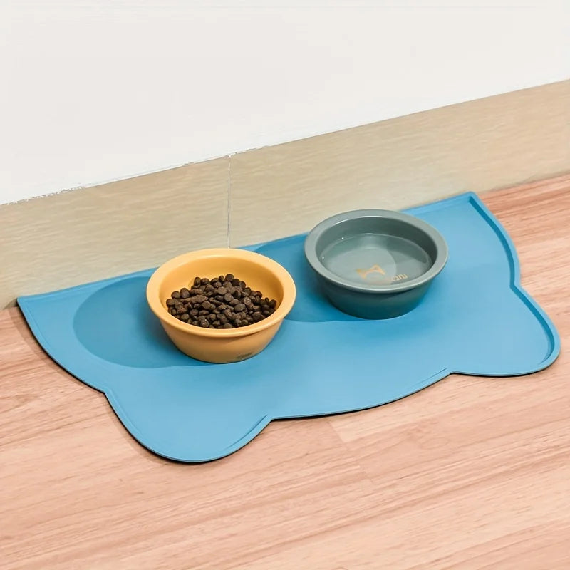 Thin Silicone Waterproof Pet Feeding Mat With Raised Edge