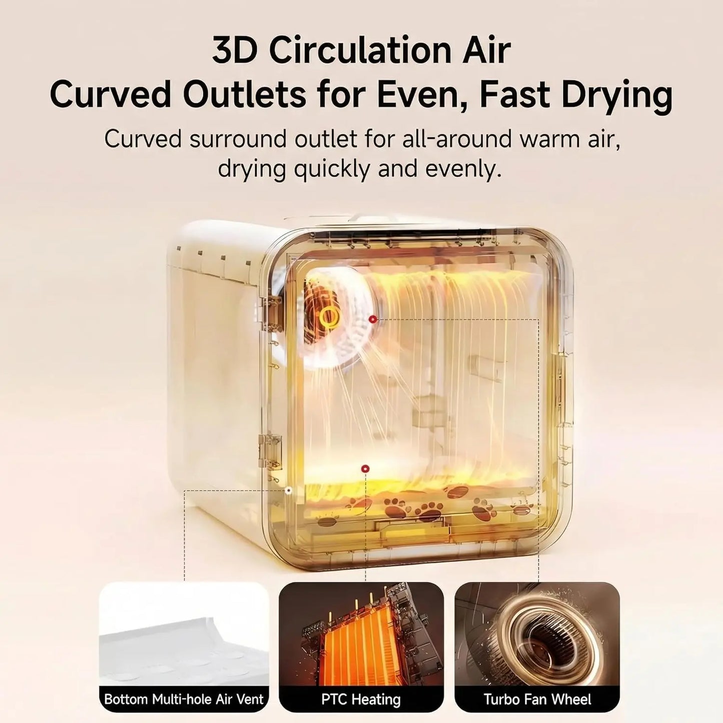 Quiet Pet Dryer Box 360 Degree Fast Dry Grooming Enclosed