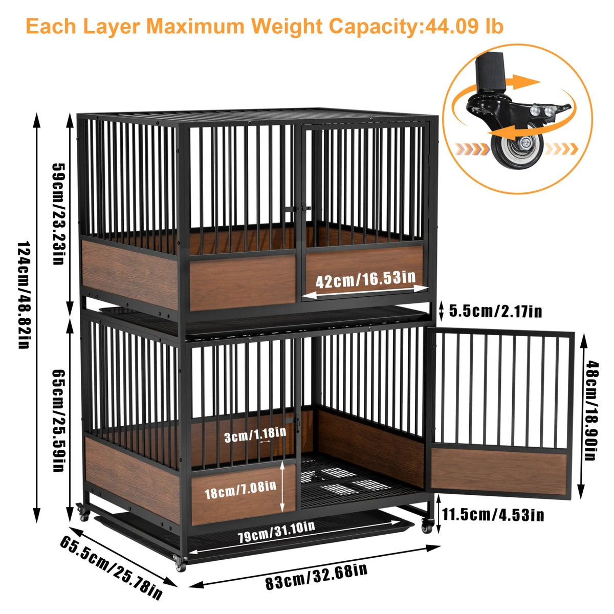 Furniture Style Metal Cat Cage Pet Kennel Roliing Cat Kittens Whelping Crate with Removable Tray for Homes Pet Shops