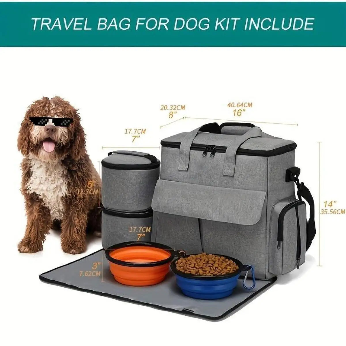 Pet Travel Bag Set Airline Approved Organizer With Multi Function Pockets