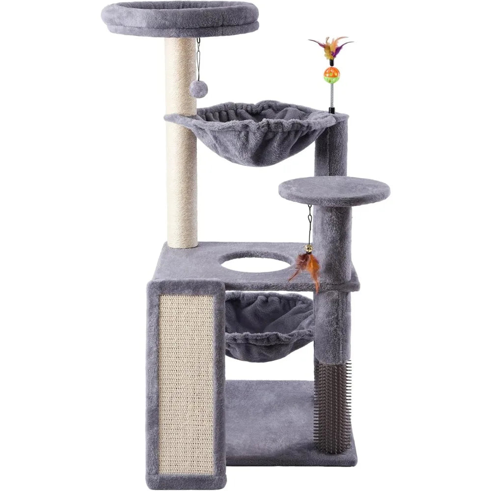 NBVCX Cat Tree With Hammock, Grooming Brush And Scratching Posts