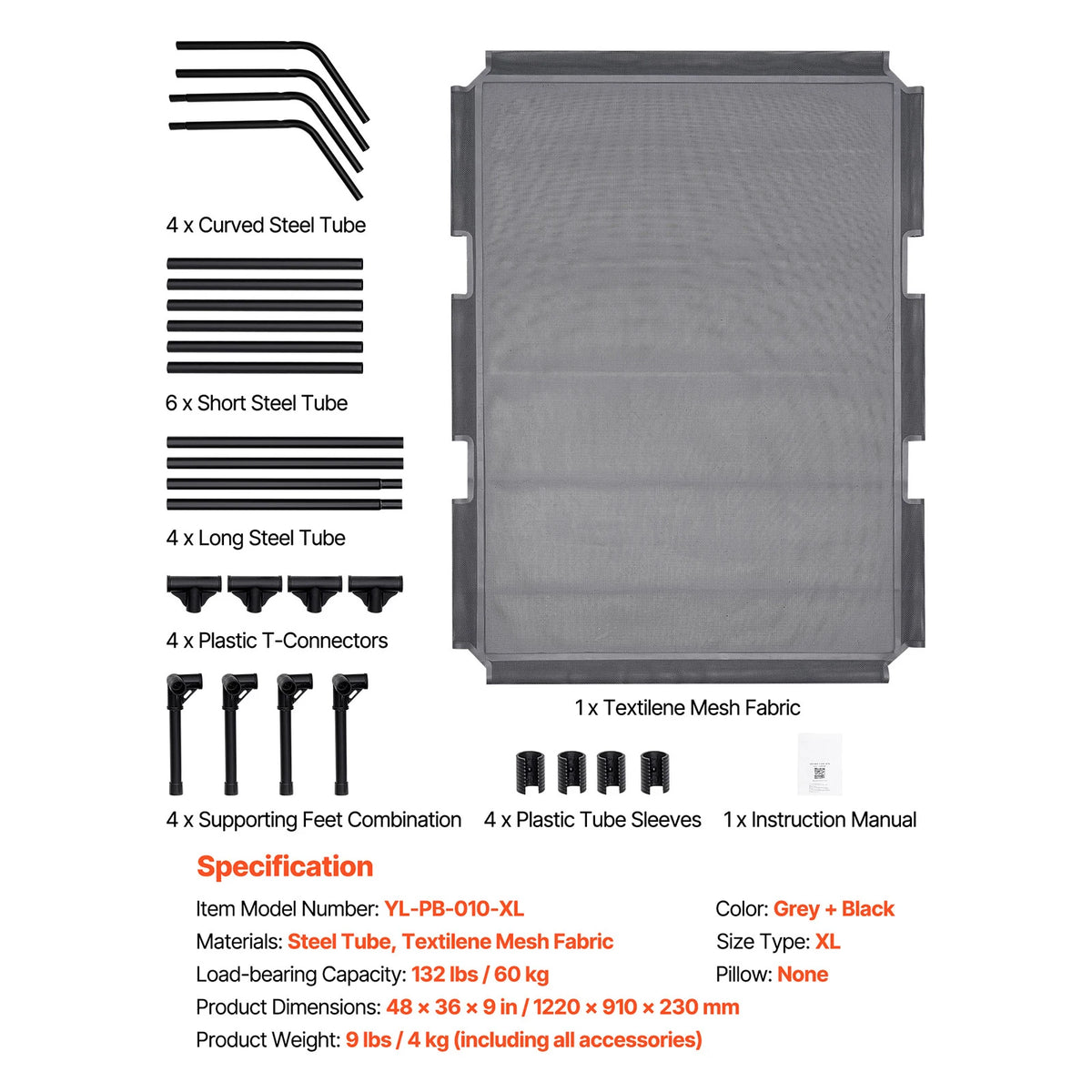 SucceBuy Elevated Dog Bed With Breathable Mesh And Metal Frame