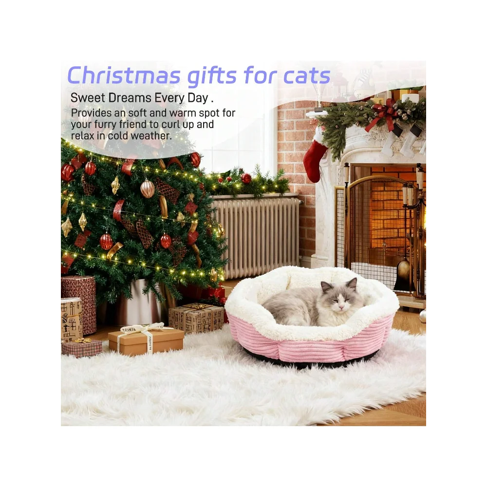 XMSJ Thickened Plush Cat Dog Bed With Non Slip Bottom