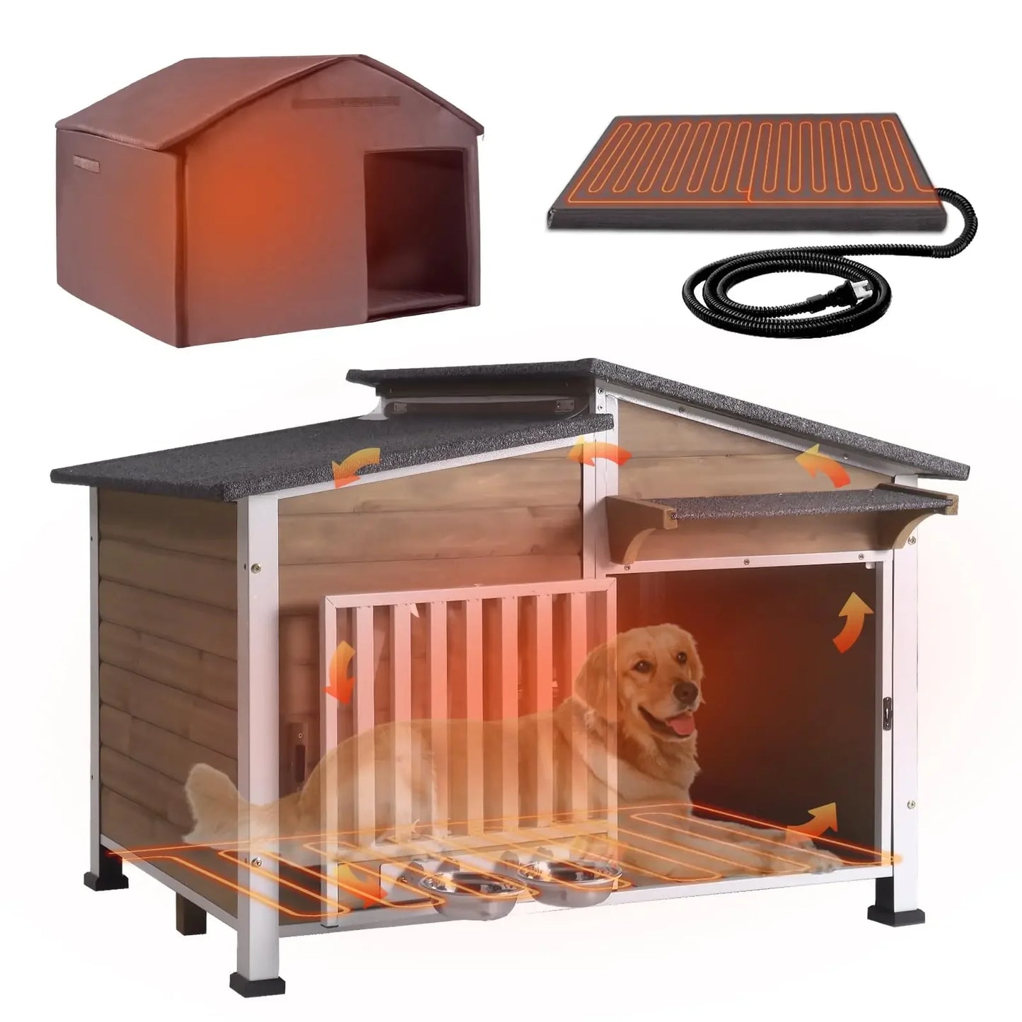 GUTINNEEN Outdoor Heated Dog House With Insulation And Pad