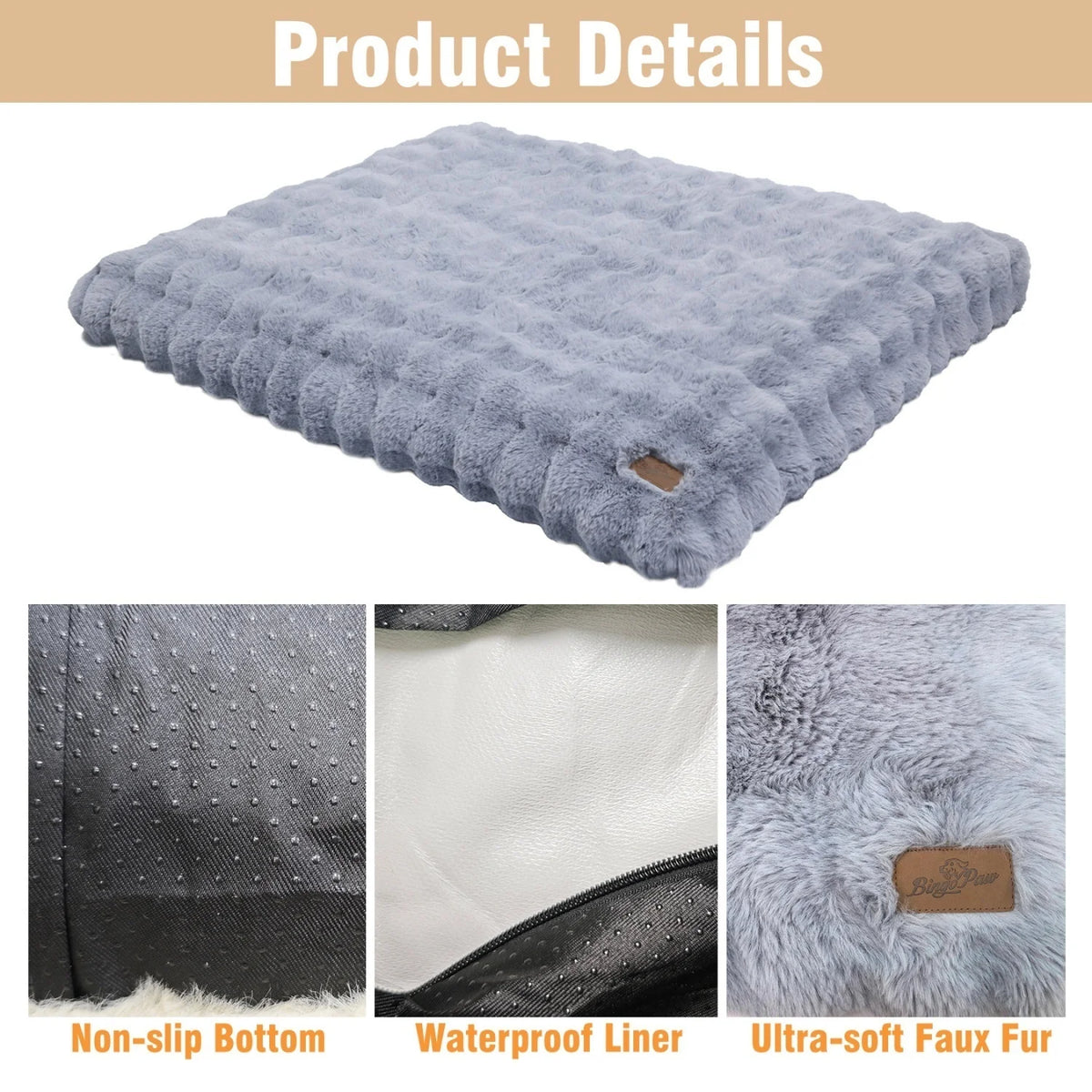 Bingopaw Ultra Plush Dog Bed With Removable Thick Foam Cushion