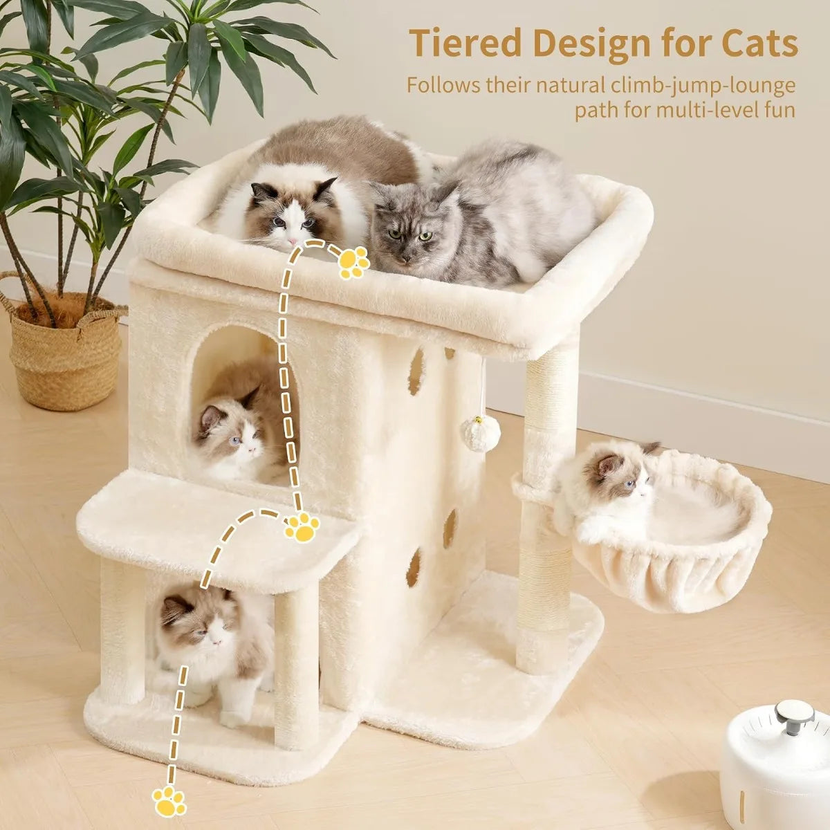 NBVCX Cat Tree With Dual Condos Sisal Posts And Perch
