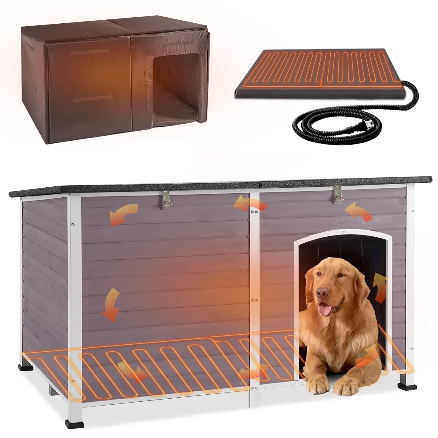 GUTINNEEN Outdoor Heated Dog House With Insulation And Pad