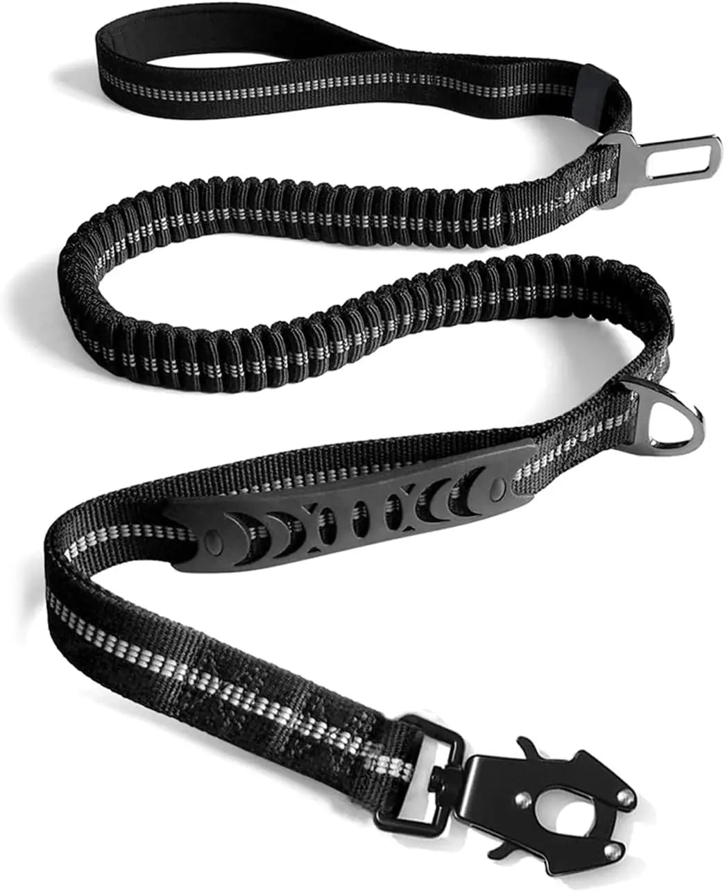 Reflective Shock Absorbing Tactical Bungee Dog Leash With Seatbelt