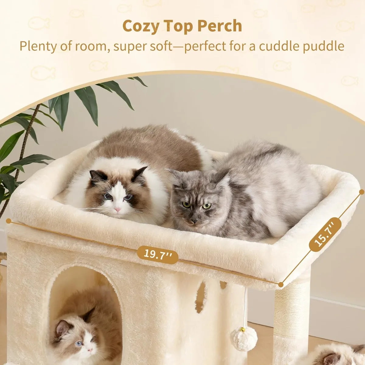 NBVCX Cat Tree With Dual Condos Sisal Posts And Perch