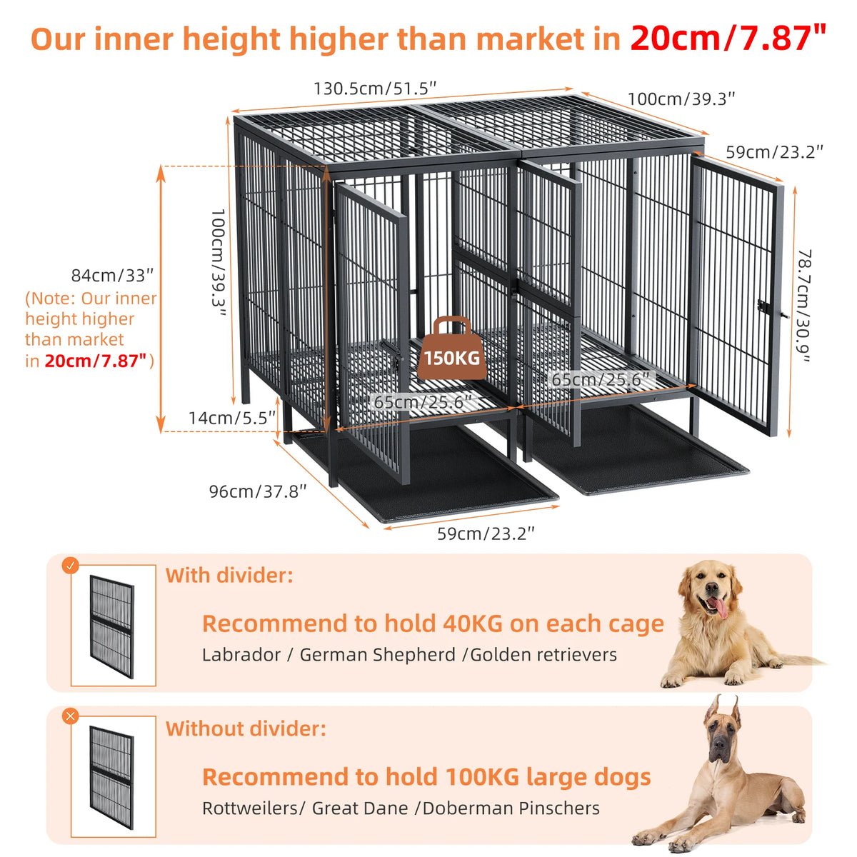 BINGOPAW Heavy Duty Metal Dog Crate With Removable Divider