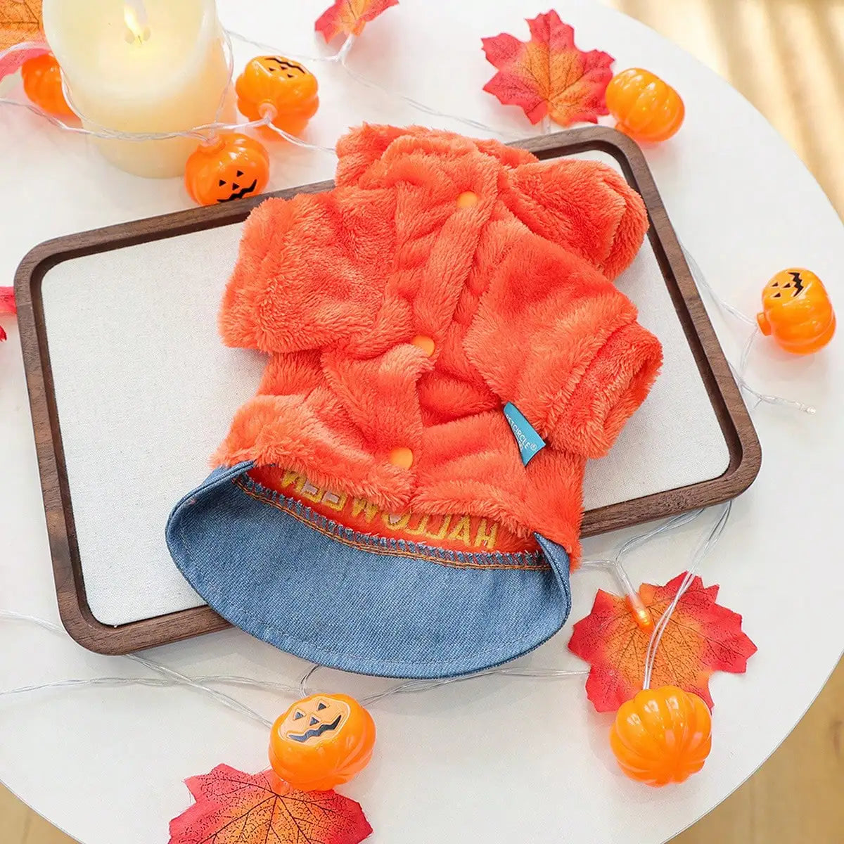 Dog Halloween Hoodie Pumpkin Embroidery Plush Dog Sweatshirt Holiday Apparel For Festival Party