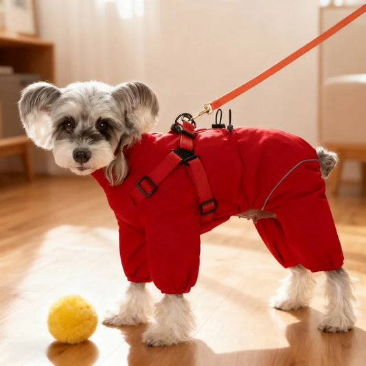 Waterproof Pet Dog Rain Jacket With Harness Windproof Puppy Coat