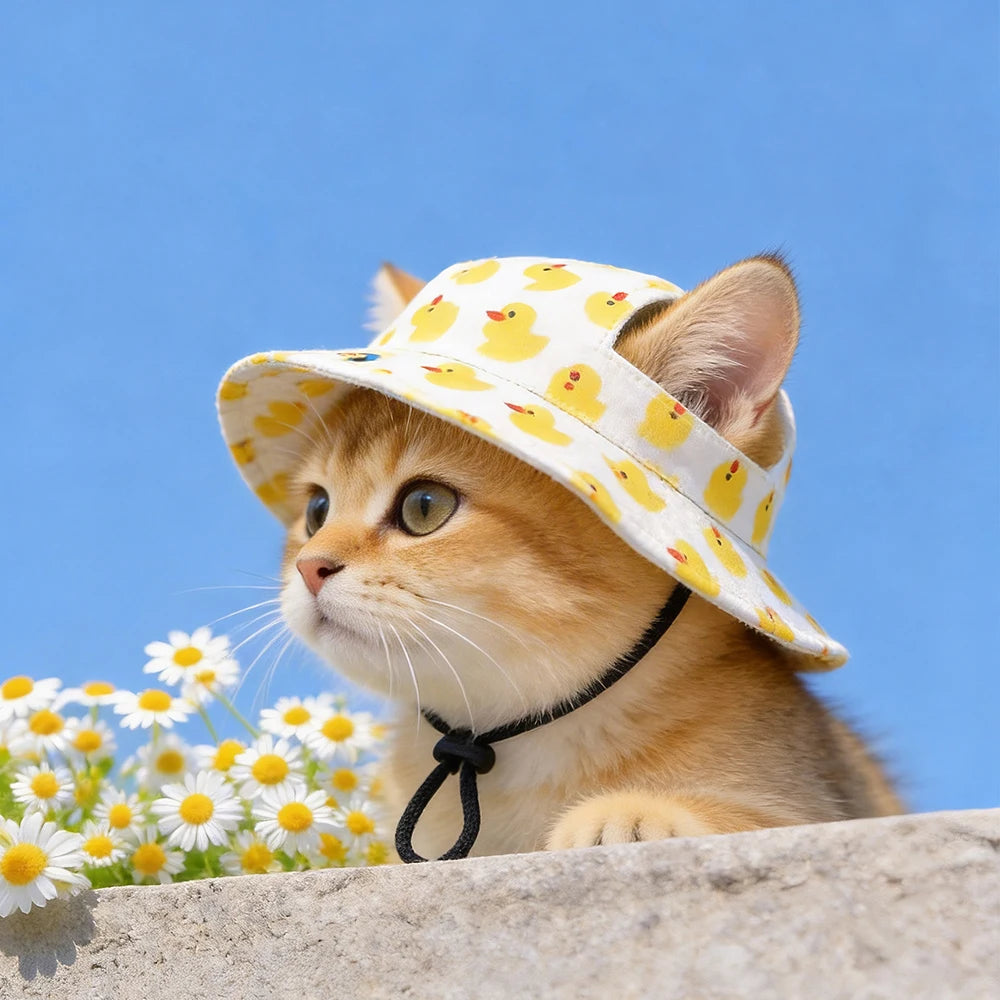 Summer Cat Dog Sunscreen Fisherman Hat for Cats and Dogs