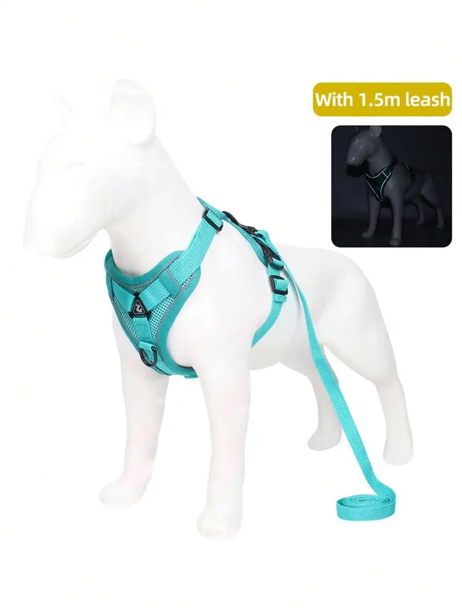 Reflective Pet Harness And Leash Set For Dogs And Cats