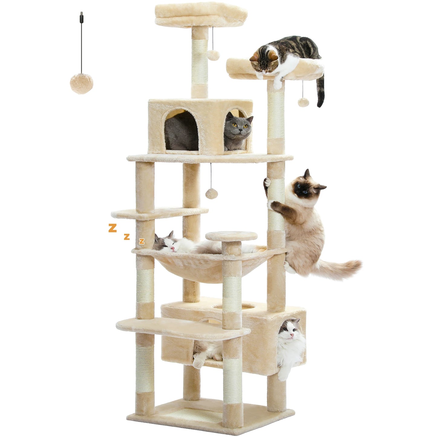 PEQULTI Multi Level Cat Tree Tower With Scratching Posts Condo