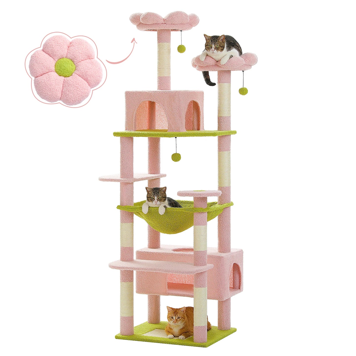 PEQULTI Multi Level Cat Tree Tower With Scratching Posts Condo