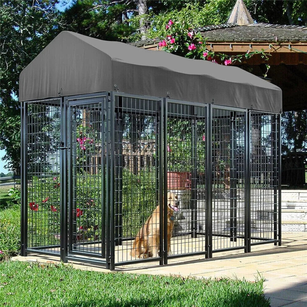 Borwart Heavy Duty Metal Dog Kennel With Roof Enclosure