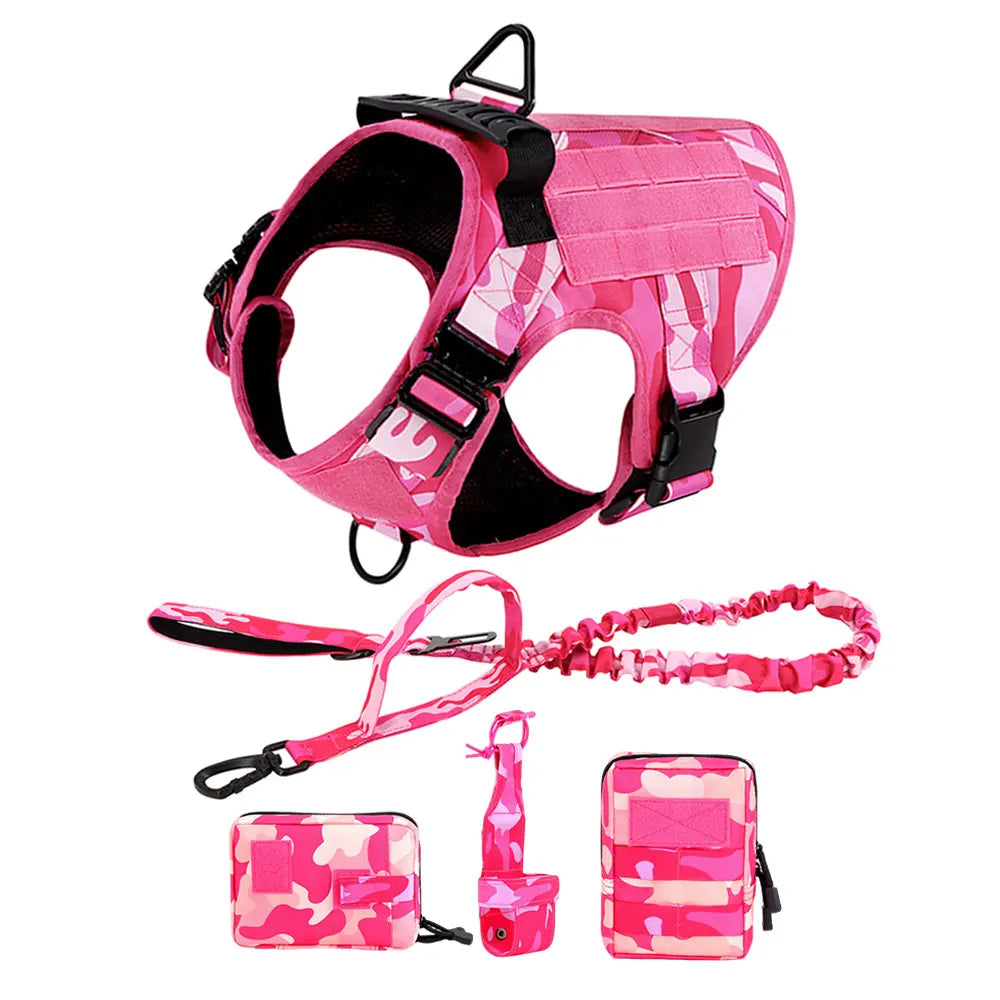 Military Camouflage Dog Harness Vest With Leash For Training