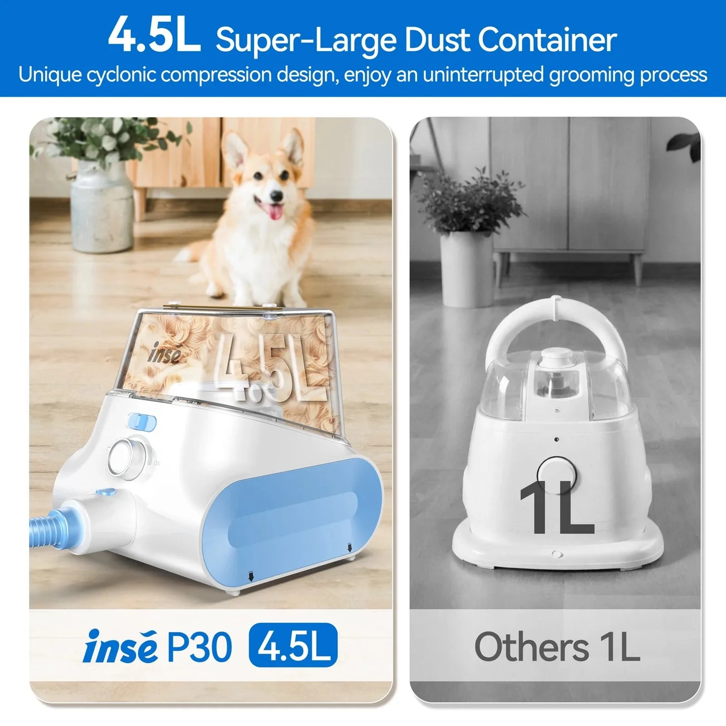 INSE P30 Bagless Ultra-Low Noise Vacuum With 4.5L Dust Box