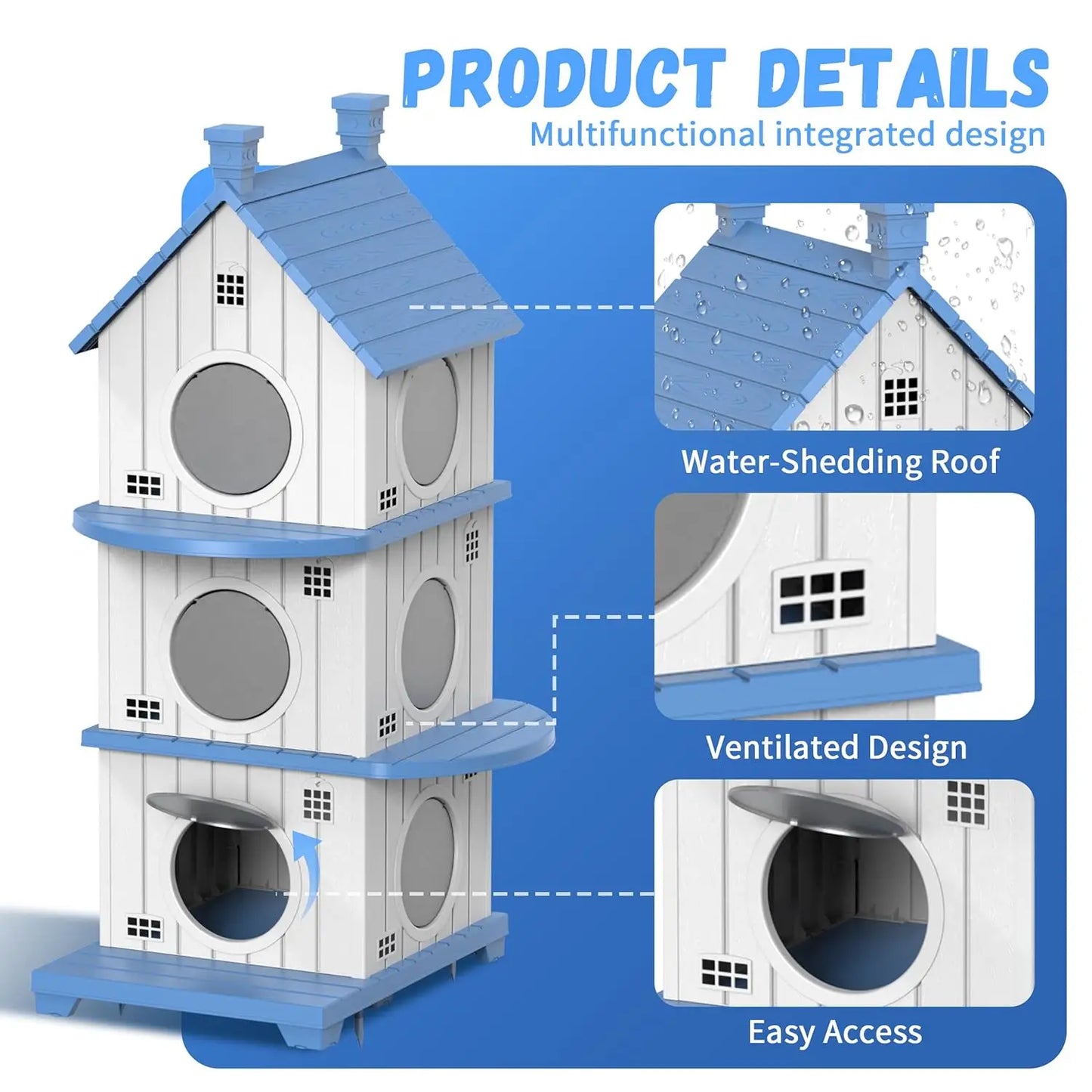 Multi-Level Resin Cat House Shelter Waterproof UV Resistant