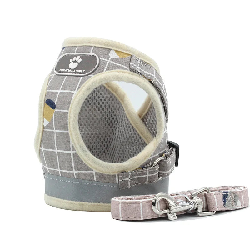 Nylon Puppy Harness Vest With Leash Reflective Breathable For Dogs
