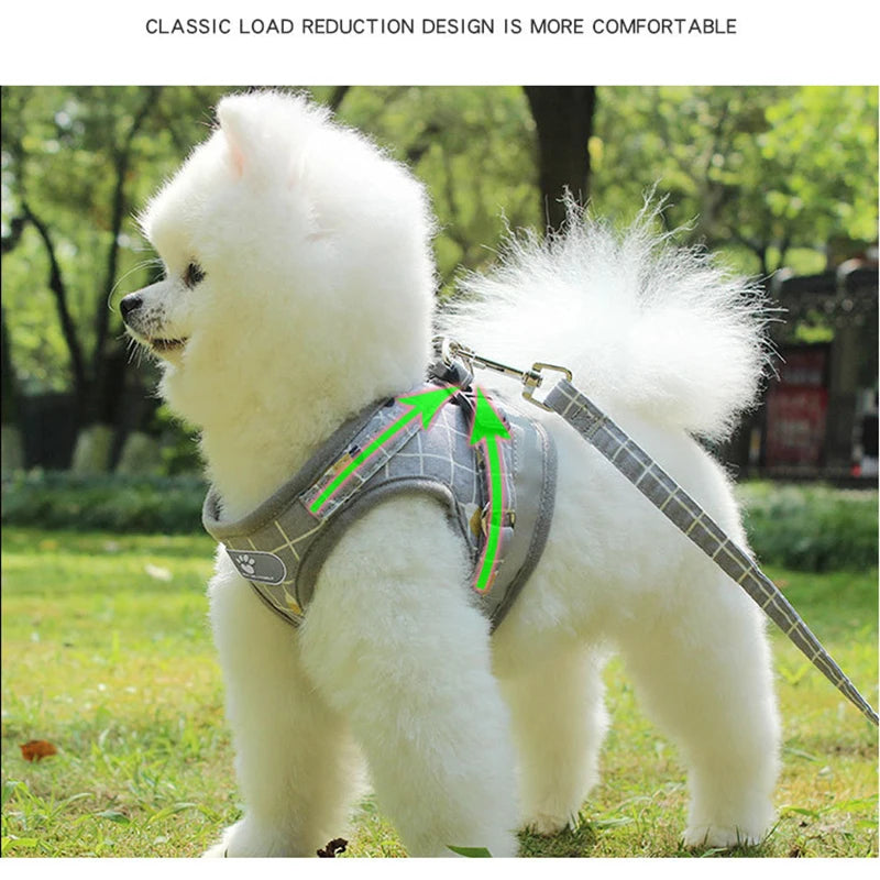 Nylon Puppy Harness Vest With Leash Reflective Breathable For Dogs
