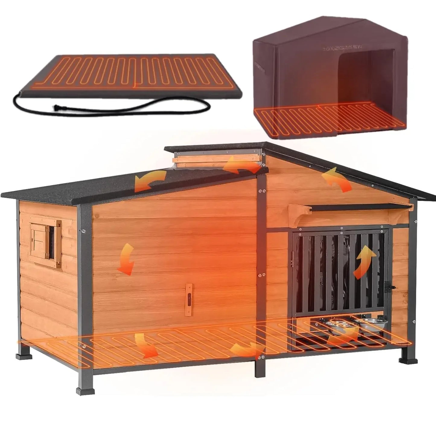 GUTINNEEN Outdoor Heated Dog House With Insulation And Pad