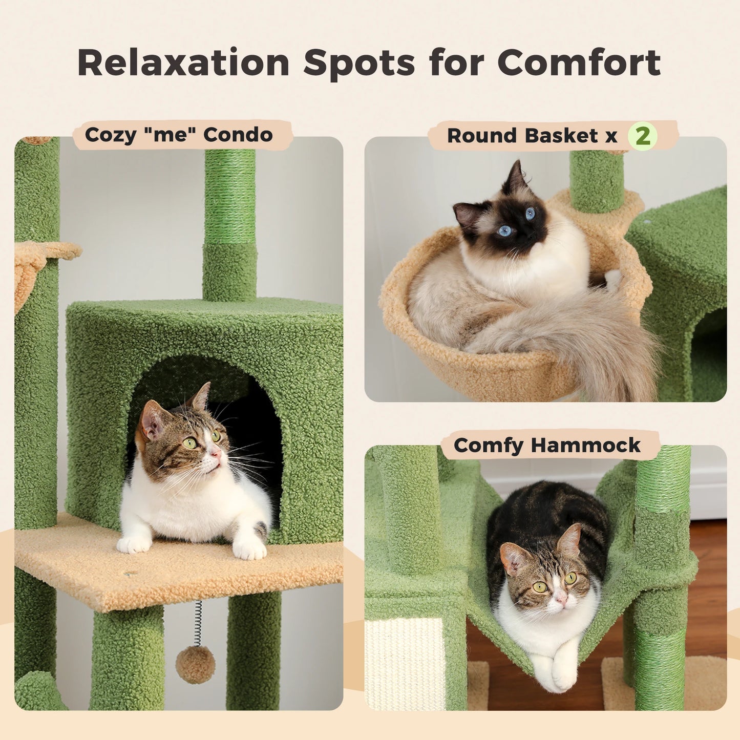 PAWZ Road Cactus Floor-To-Ceiling Cat Tree Five Levels