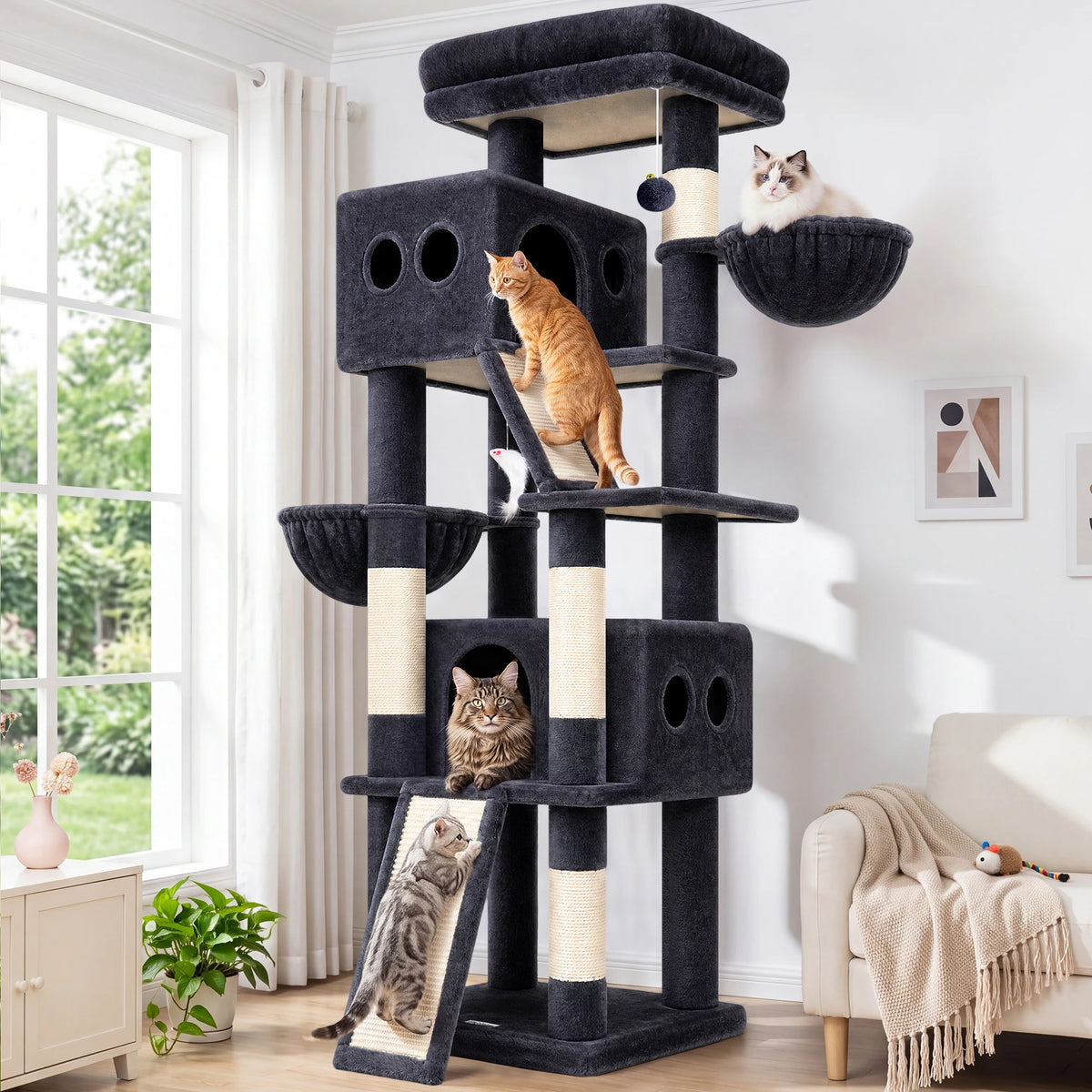 GLOBLAZER Multilevel Cat Tree With Condos And Hammocks