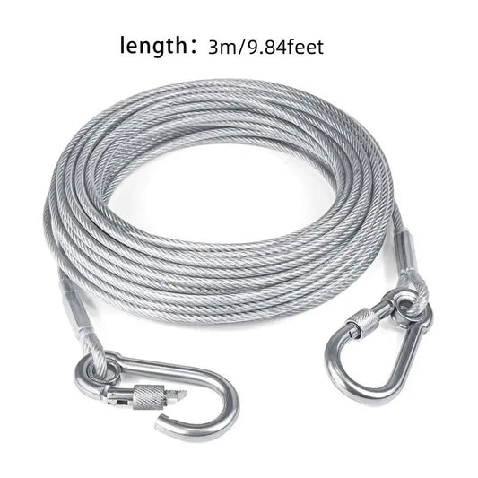 Double Headed Dog Tie Out Cable Leash With Stainless Buckle