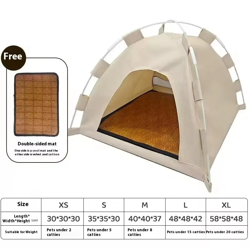 Portable Cat Tent Bed With Breathable Oxford Fabric And Mat