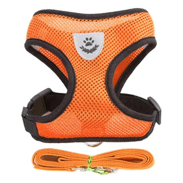 Cat Harness Vest With Leash Adjustable Polyester Mesh Dog Harness