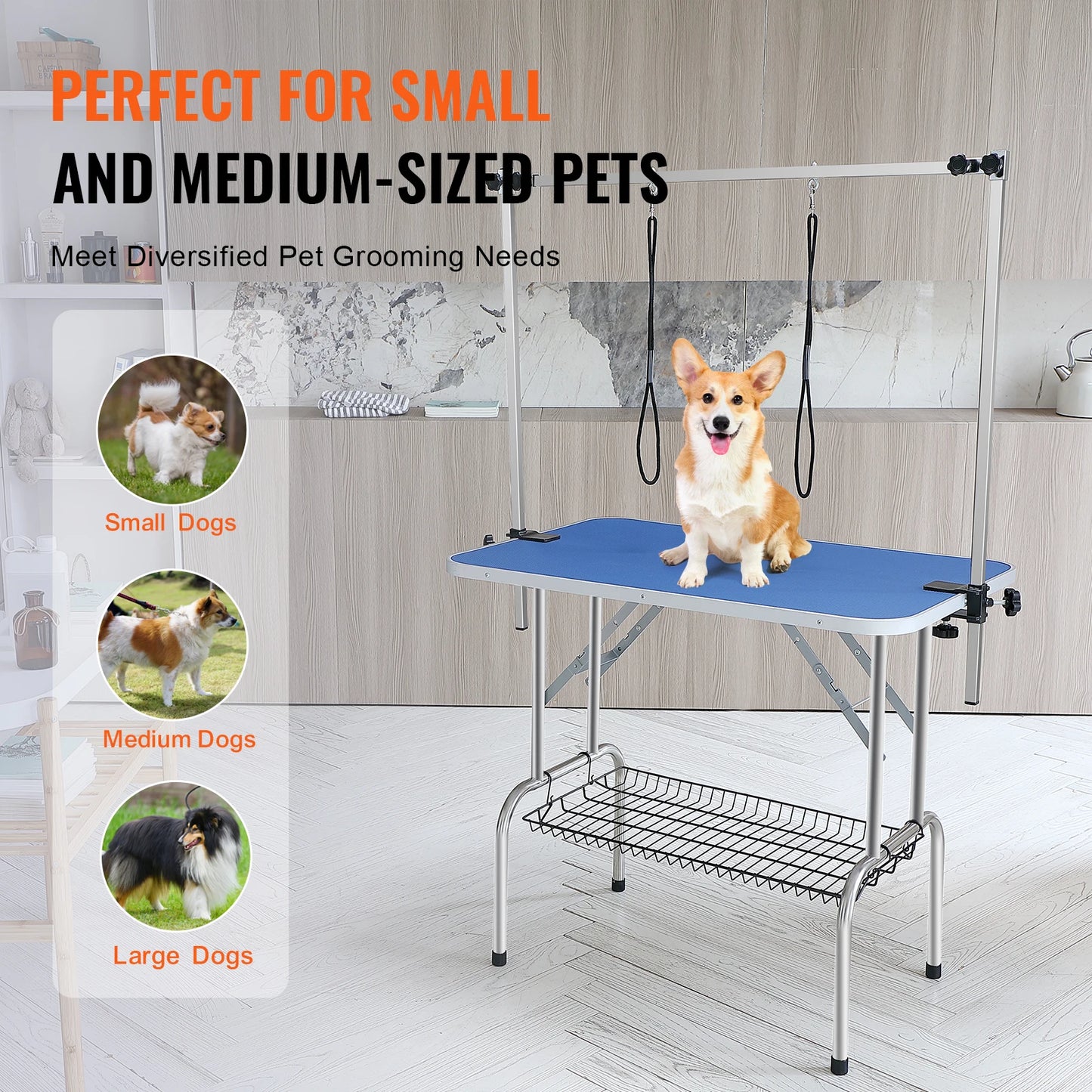SucceBuy Two Arm Pet Grooming Table With Clamp Folding Stand