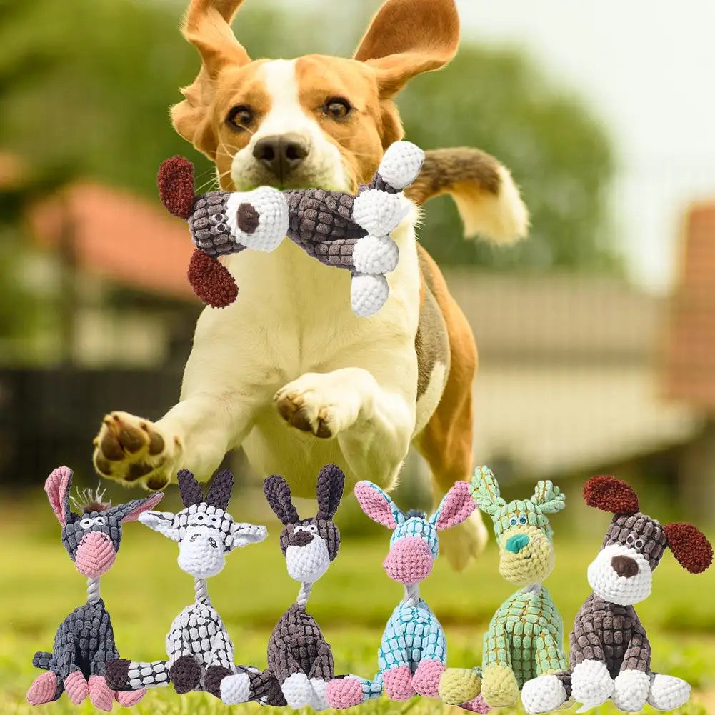Plush Squeaky Puppy Chew Toy Donkey Design For Small Dogs