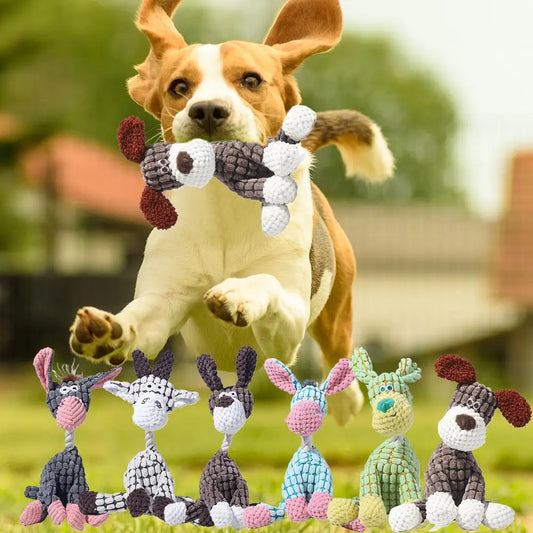Plush Squeaky Puppy Chew Toy Donkey Design For Small Dogs