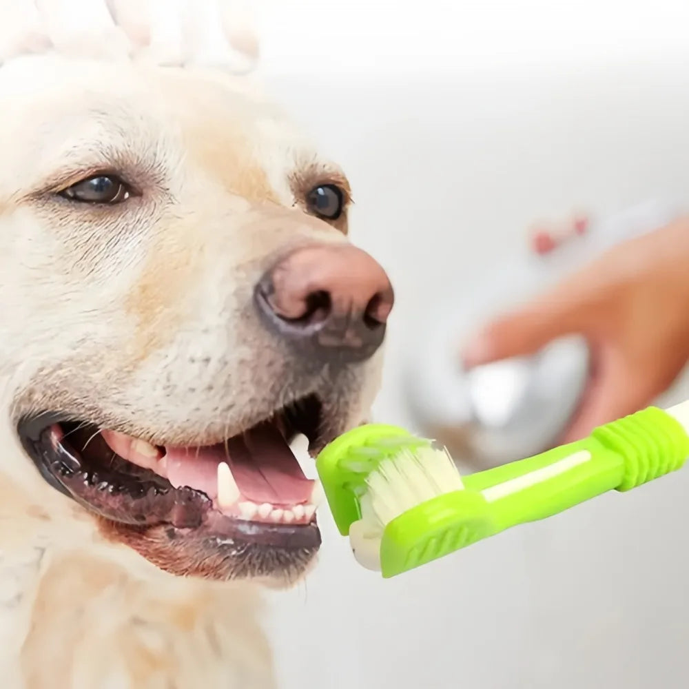 Three Sided Pet Toothbrush For Comprehensive Dental Care