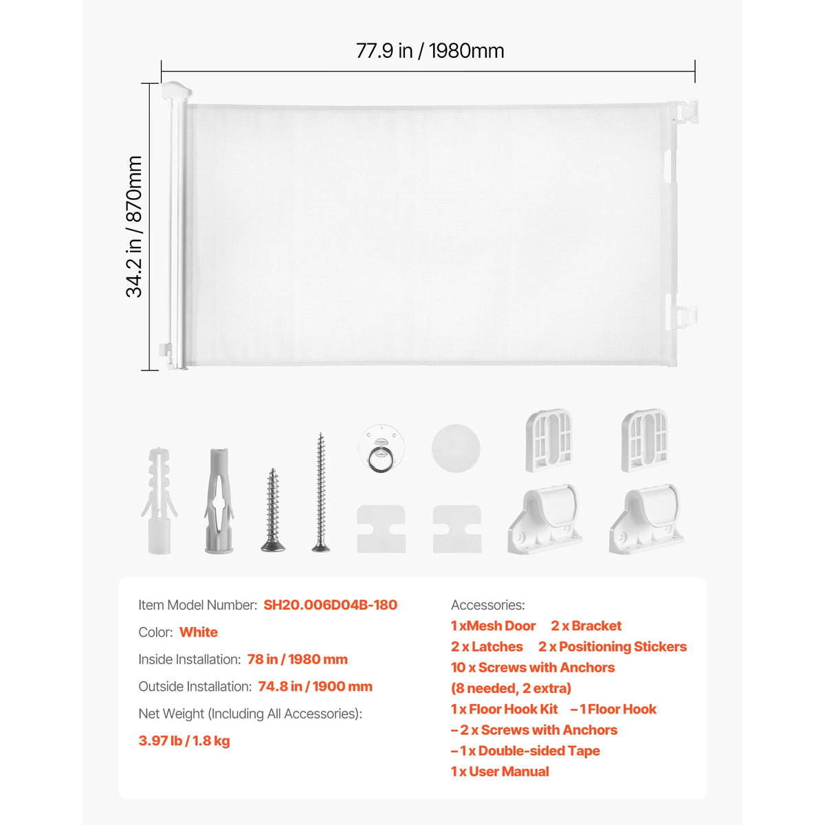 SucceBuy Retractable Baby Gate Featuring Secure Walk Through Barrier