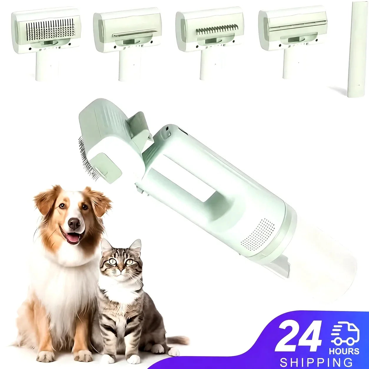 Cat Grooming Vacuum Kit With 5 Brushes For All Pets