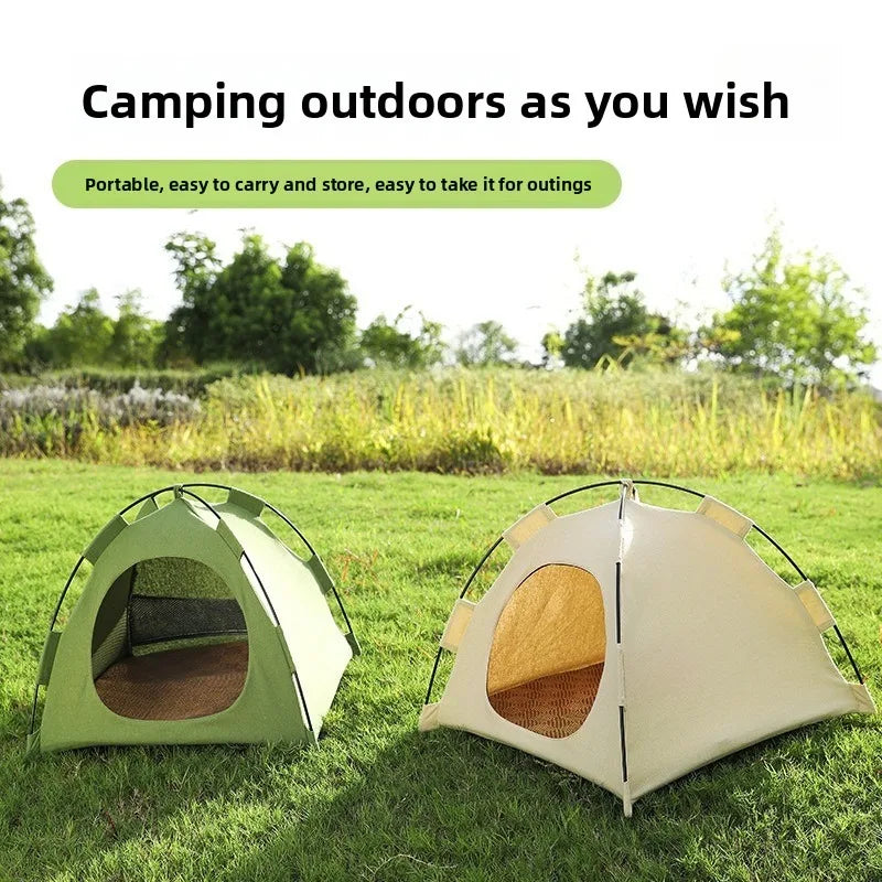 Portable Cat Tent Bed With Breathable Oxford Fabric And Mat